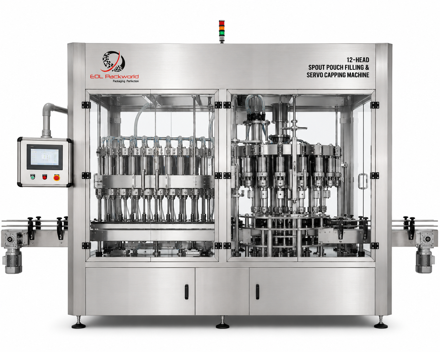 Automatic spout pouch filling and capping machine